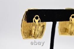 Givenchy Vintage Clip Earrings Chunky Heavy Gold Runway Signed 1980s BinX