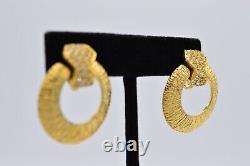 Givenchy Vintage Clip Earrings Crystal Gold Door Knocker Runway Signed 80s BinX