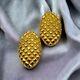Givenchy Vintage Clip Earrings Gold Chunky Oval Waffle Texture Signed Couture B1