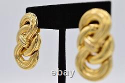 Givenchy Vintage Clip Earrings Heavy Knot Gold Tone Chunky Runway Signed BinX