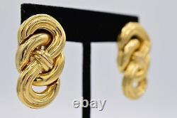 Givenchy Vintage Clip Earrings Heavy Knot Gold Tone Chunky Runway Signed BinX