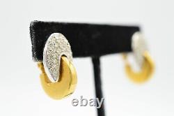 Givenchy Vintage Clip Earrings Rhinestone Gold Runway Signed 1980s 9G