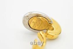 Givenchy Vintage Clip Earrings Rhinestone Gold Runway Signed 1980s 9G