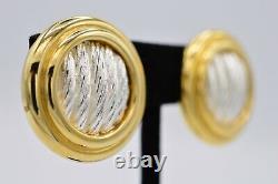 Givenchy Vintage Clip Earrings Silver Gold Round Chunky Signed Runway BinAA