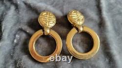 Givenchy Vintage Earrings Clip-on Gold Plated Logo