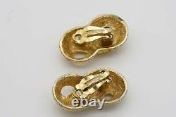 Givenchy Vintage Large Logo Monogram Chunky Peanut Retro Clip Earrings, Gold