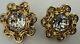 Gorgeous Estate Vintage Chanel Gold Tone Crystal Large Rhinestone Clip Earrings