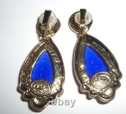 Gorgeous! Vintage Christian LaCroix Gold Tone Purple Glass Clip Dangle Earrings