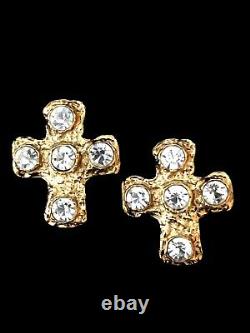 Gorgeous Vintage Christian Lacroix Cross Runway Earrings with Stones