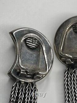 Gustav Hauber Signed 835 Silver Dangle Clip On Earrings Vintage Germany