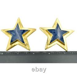HUGE! Vintage Escada Margaretha Ley Huge Royal Blue Gold Star Clip-On Earrings