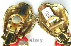 IQUOUS TOLEDO PARIS Coral Branch Seashell Vintage Clip Earrings