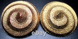ISABEL CANOVAS Huge Golden Spiral Dome Vintage Clip Earrings
