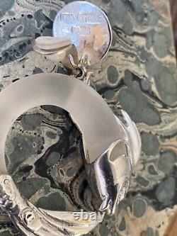 Inna Cytrine Paris Lucite Fish Earrings Clip Rare Vintage 1980's Designer Silver