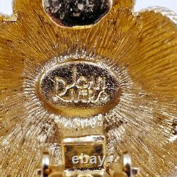 Joan Rivers Cabochon Clip Earrings Swarovski Crystal Rhinestones Gold Vintage