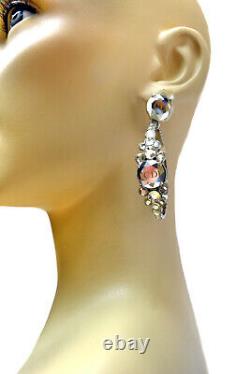 John Galliano Christian Dior Swarovski Crystal Embellishment Hoop Clip Earrings