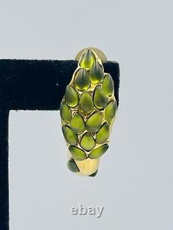Karl Lagerfeld Paris Vintage Gold Plated Green Glass Asparagus Clip Earrings