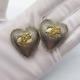Karl Lagerfeld VTG Puffy Heart Clip On Earrings 1.3 Two Tone Statement RARE