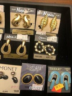 LOT of Vintage Designer Napier Monet Trifari Clip on Earrings NOS Original Cards