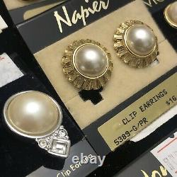 LOT of Vintage Designer Napier Monet Trifari Clip on Earrings NOS Original Cards