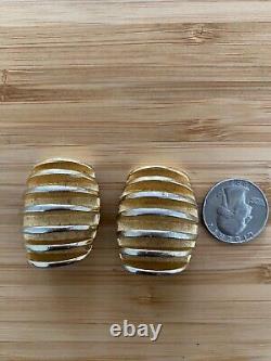 Large Vintage GIVENCHY Accordion Gold Gilded Clip-on Earrings