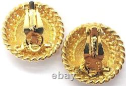 Large Vintage St. John Earrings Enamel Gold Plated Retro Clip-On Statement