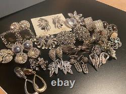 Lof of silver tone rhinestone clip earring's, Oscar de la renta, Coventry, monet