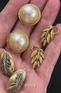 Lot 15 Vintage Clip On Earrings Cabochons Trifari Carolee Napier W Germany AK