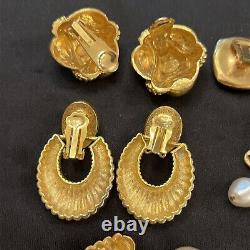 Lot 15 Vintage Clip On Earrings Cabochons Trifari Carolee Napier W Germany AK