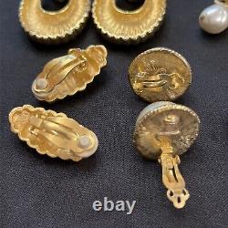 Lot 15 Vintage Clip On Earrings Cabochons Trifari Carolee Napier W Germany AK