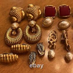 Lot 15 Vintage Clip On Earrings Cabochons Trifari Carolee Napier W Germany AK