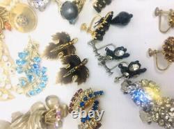 Lot 23 Pairs Rhinestone Costume Earrings Clip Backs Plus Vintage Jewelry Resell