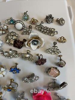 Lot Single Vintage Clip On & Screwback Earrings For Craft
