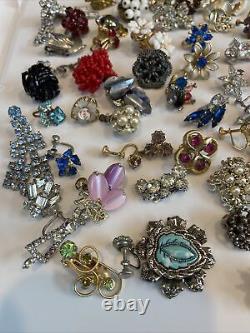 Lot Single Vintage Clip On & Screwback Earrings For Craft