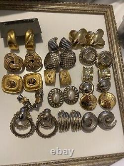 Lot Vintage Gold Silver Tone Huge Clip on Earrings