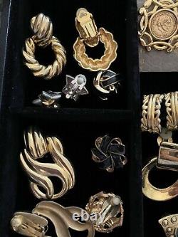 Lot Vintage Gold Tone Door Knocker cabachon Earrings Clip Paolo Gucci