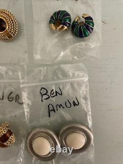 Lot of 7 Vintage Earing Pairs Designer Ben Amun Diva Gay Boyer Ciner Robert Lee