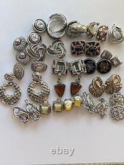 Lot of vintage /Mod silver tone clip on Runway earrings Fahrenheit sterling