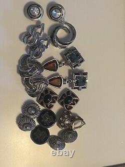 Lot of vintage /Mod silver tone clip on Runway earrings Fahrenheit sterling