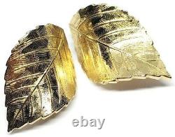 Lovely Vintage Christian Dior Leaf Earrings Gold Plated Clip On