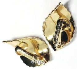 Lovely Vintage Christian Dior Leaf Earrings Gold Plated Clip On