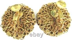 MIRIAM HASKELL Gold Roman Coin Vintage Clip Earrings