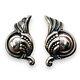 Mexican Solid Sterling Silver Clip On Woman Earrings Vintage Signed -4015