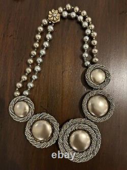 Miriam Haskel PARURE Necklace, Bracelet pin & Clip On earrings. Rare vintage