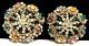 Miriam Haskell Earrings Rare Vintage Gilt Green Glass Rhinestone Clip Signed A52