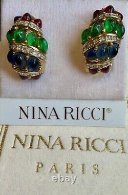NINA RICCI GRIPOIX Glass Clip Earrings