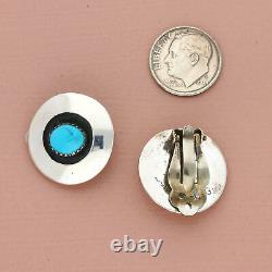 Nelson garcia sterling silver vintage kewa southwestern turquoise clip earrings