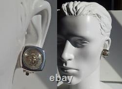 No used! Rare! GIANNI VERSACE Vintage Medusa Head Silver Tone Clip on Earrings