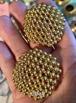 Oversized Christian Dior Earrings Clip Gold 1.75! Vintage