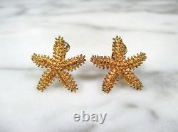 PAIR VINTAGE MID CENTURY 14K YELLOW GOLD STARFISH CLIP ON EARRINGS 6.5g ESTATE